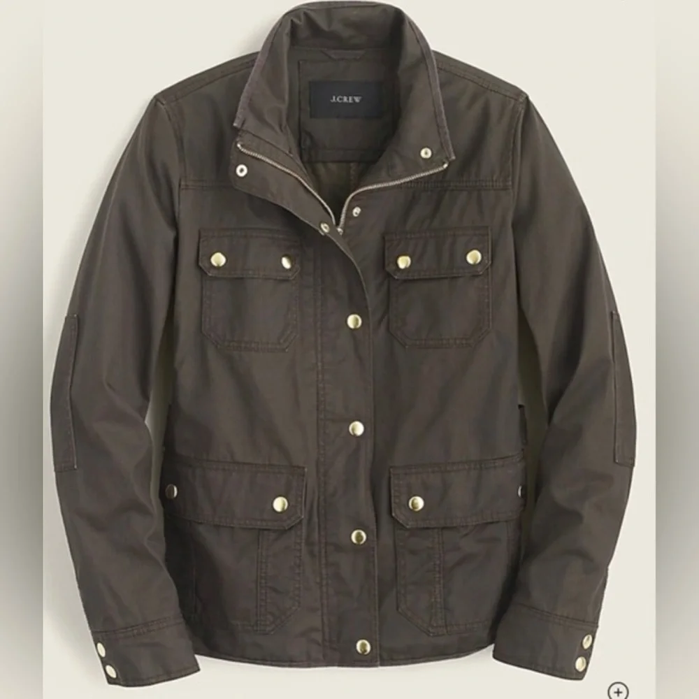 J. Crew Downtown Olive Green Utility Waxed Field Jacket Size XS